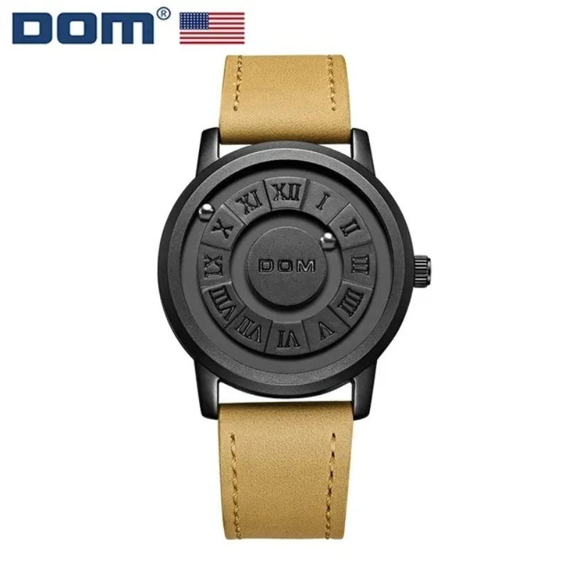 DOM 1345 Men Quartz Watch Fashion Personality Creative Scrolling Iron Ball Magnetic Pointer Waterproof  for Male Watches Gift