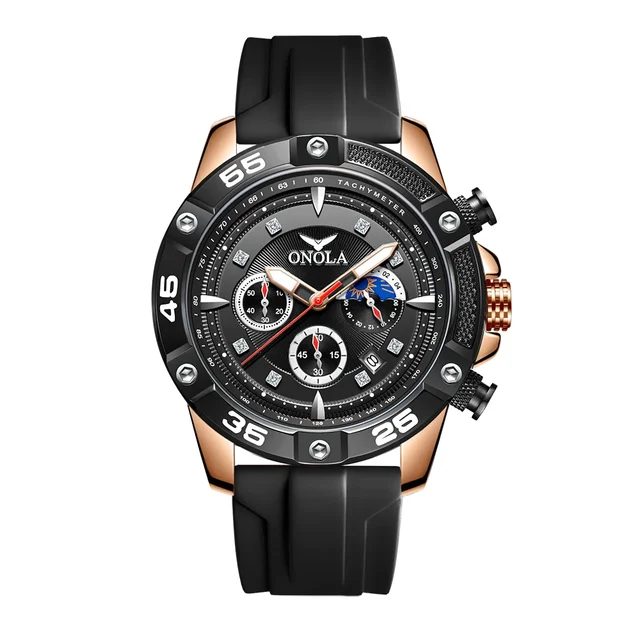 ONOLA Fashion Casual Men's Watch Multi functional Fluorescent Tape Waterproof Quartz Military Watch Men's Clock High Quality