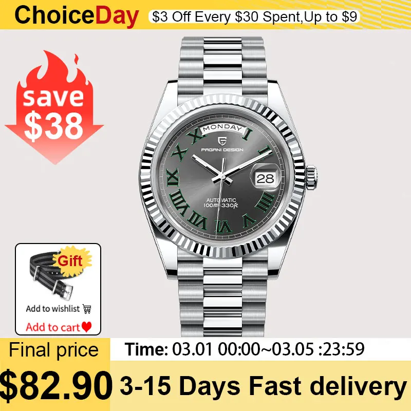 PAGANI DESIGN DD40 NH36A Men's Watches Luxury Automatic Mechanical Watch For Men AR Sapphire Glass Date Wrist watch Men