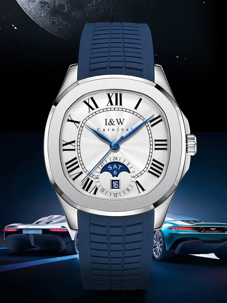 Switzerland Carnival NH36 Automatic Movement Watch for Men Waterproof Luxury Brand Mechanical Men‘s Watches Calendar Antique GMT