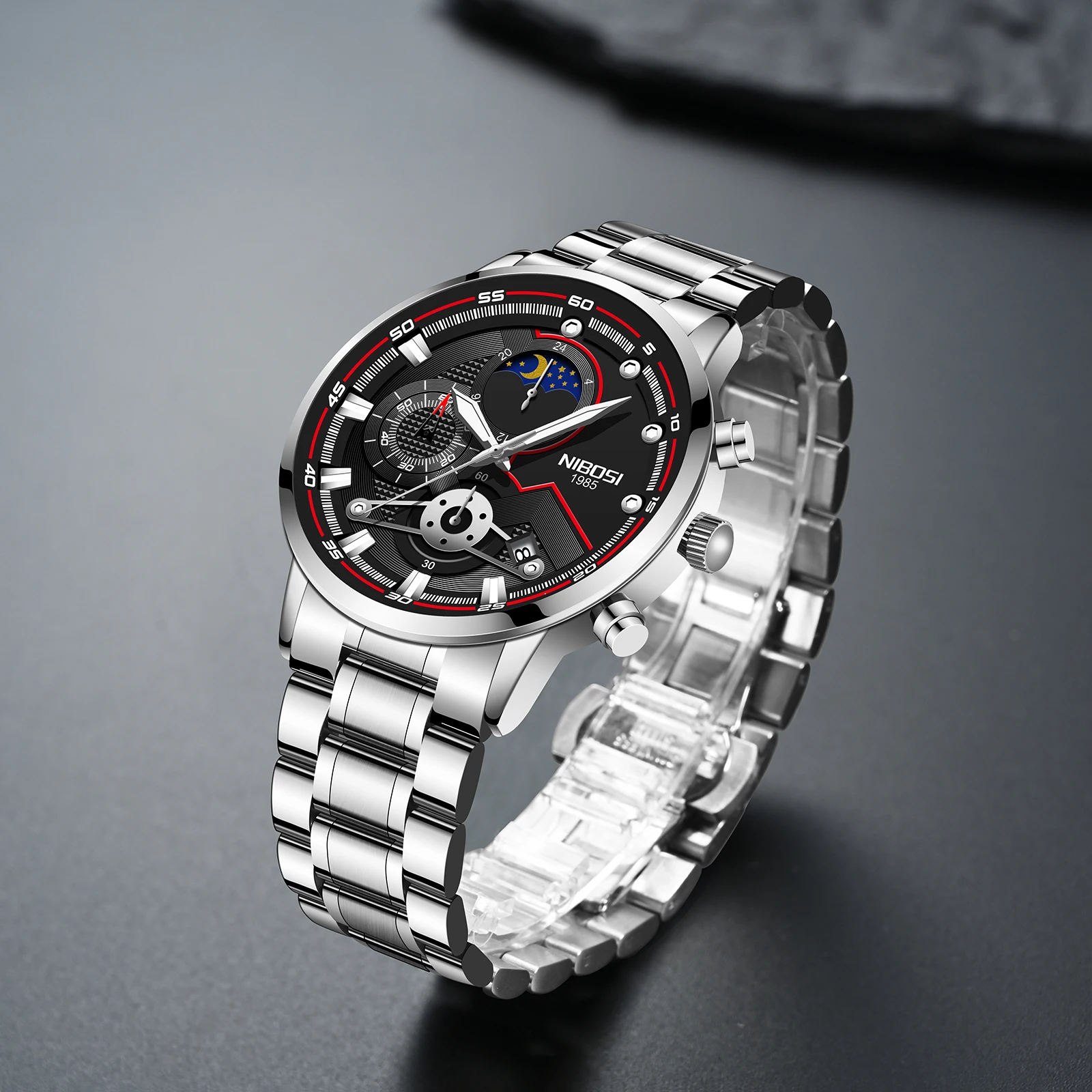 New Fashion NIBOSI Brand Watch For Men Luxury Sport Chronograph Waterproof Stainless Steel Quartz Watches Mens Relogio Masculino