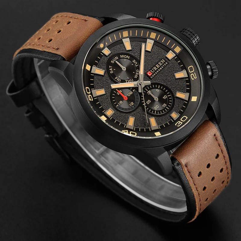 CURREN Casual Wrist Watch Analog Military Sports Men Watch Leather Strap Quartz Male Clock Relogio Masculino Reloj HombreProduct