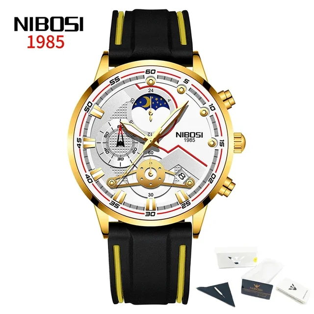 New Fashion NIBOSI Brand Watch For Men Luxury Sport Chronograph Waterproof Stainless Steel Quartz Watches Mens Relogio Masculino
