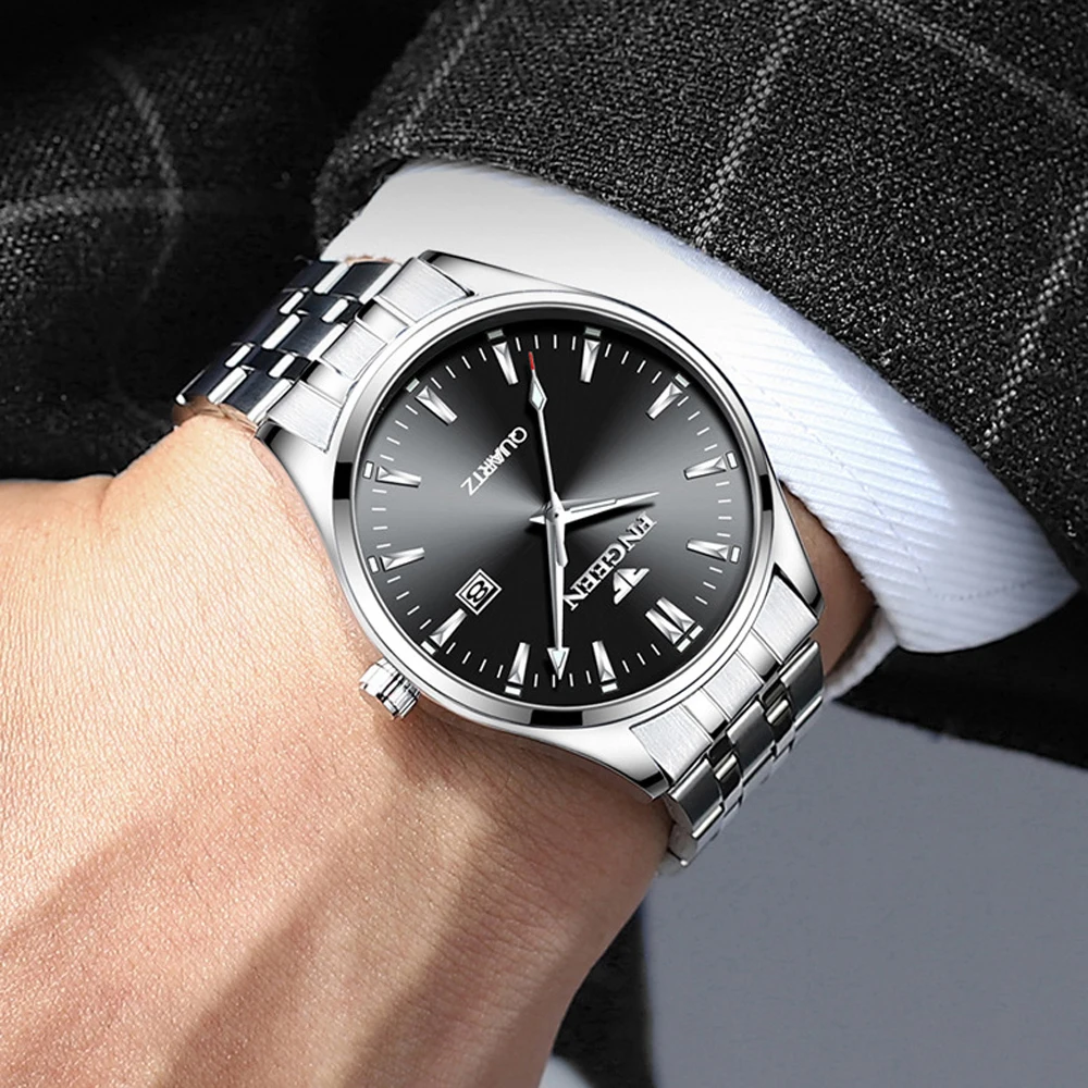 FNGEEN Watch Man Fashion Luxury Wrist Watch Steel Waterproof Men Clock Date Saat Simple Watch Erkek Kol Saati Men's Watches