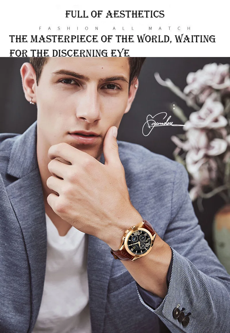 POEDAGAR Fashion Quartz Wristwatches Leather Casual Sports Clock Men Luxury Watch Automatic Watches Mens Gold Relogios Masculino
