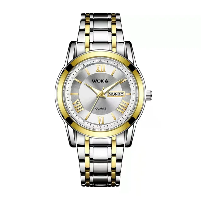 WOKAI brand high quality men's retro double calendar quartz watch men's sports leisure business waterproof noctilucent clock