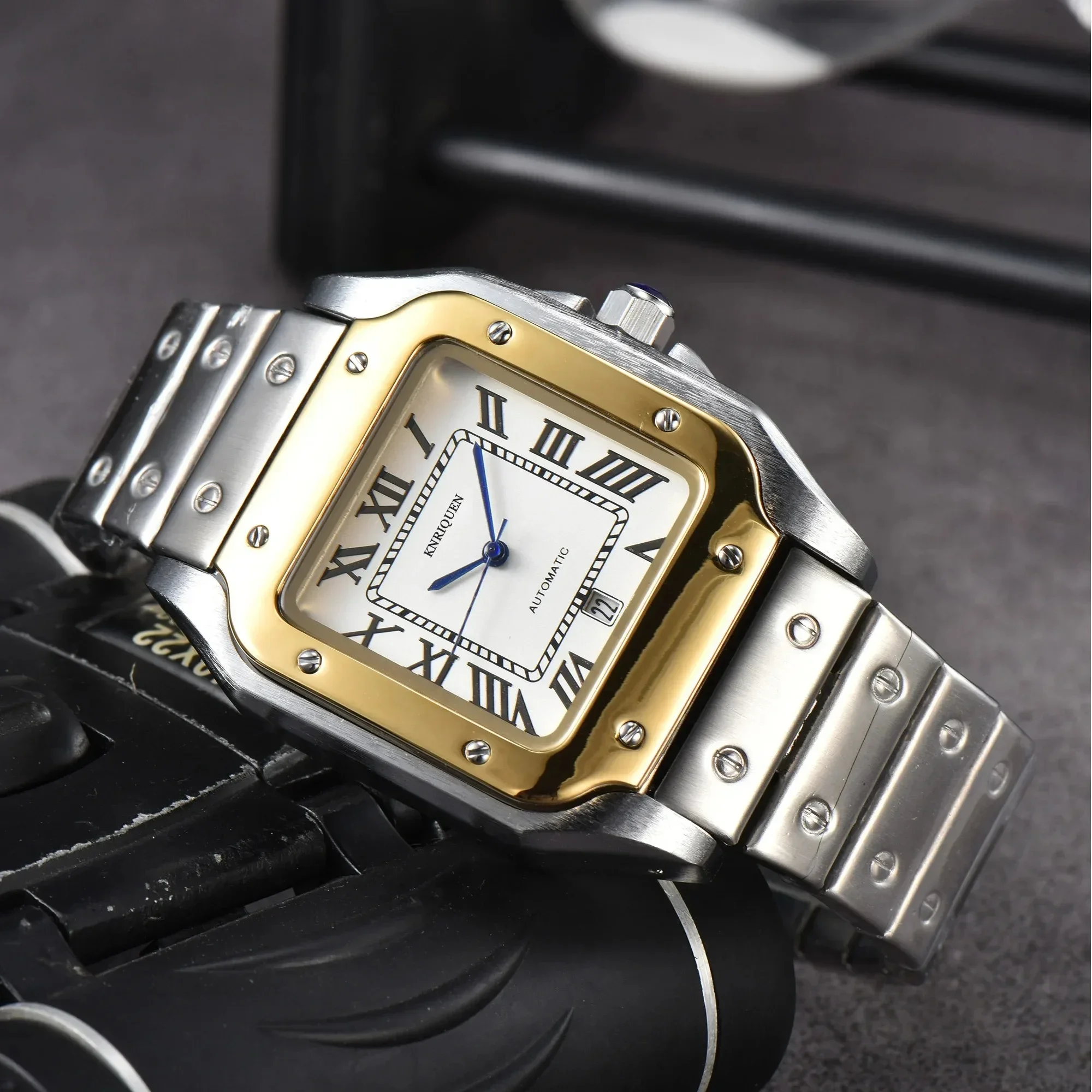 Top AAA+ Luxury Original Brand Watches For Men Classic Square Dial Automatic Date Steel Strap Daily Waterproof 39MM Male Clocks