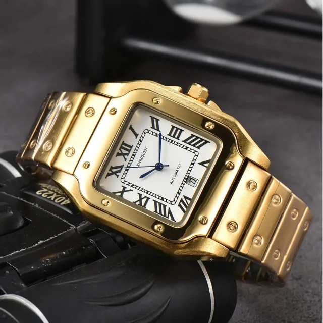 Top AAA+ Luxury Original Brand Watches For Men Classic Square Dial Automatic Date Steel Strap Daily Waterproof 39MM Male Clocks