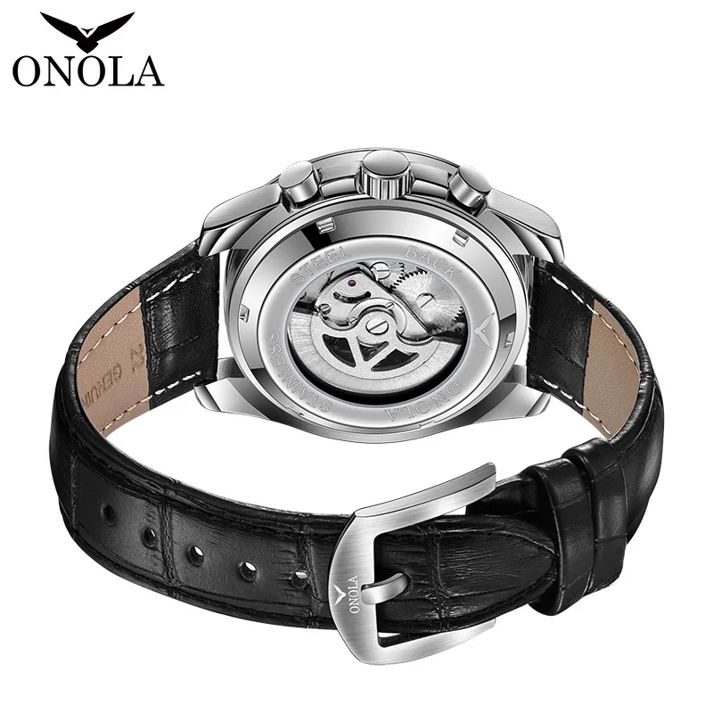 Brand Watch for Men Dress Mechanical Automatic Luxury ONOLA Business Waterproof Chronograph Fashion Leather Watcheses