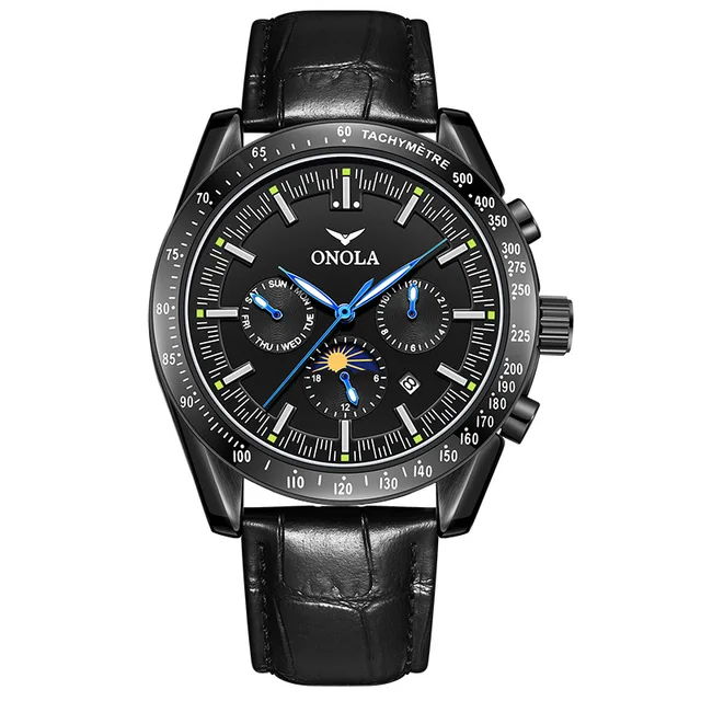 Brand Watch for Men Dress Mechanical Automatic Luxury ONOLA Business Waterproof Chronograph Fashion Leather Watcheses