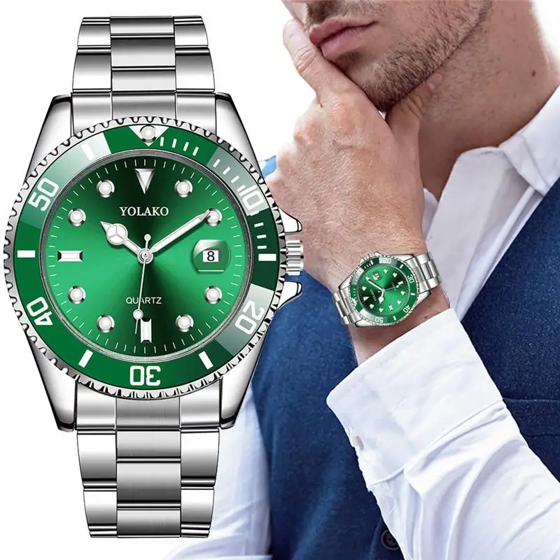 Men's Watch Luxury Quartz Watch Business Watch Blue Dial Date Watch Men Stainless Steel Band Fashion Male Wrist Watch Clock