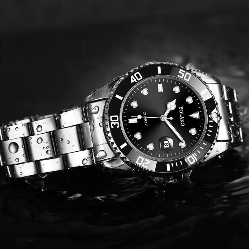 Men's Watch Luxury Quartz Watch Business Watch Blue Dial Date Watch Men Stainless Steel Band Fashion Male Wrist Watch Clock