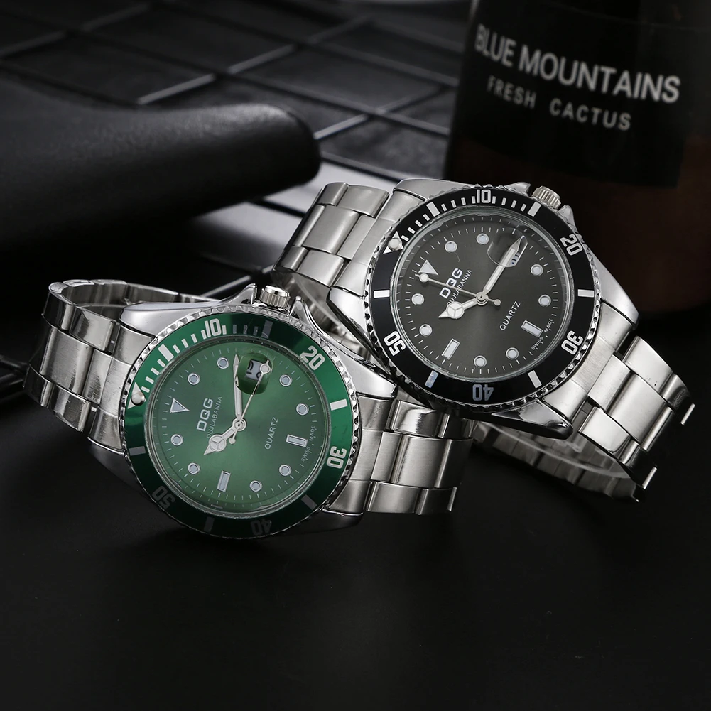 Men Watches Luxury Brand Casual Quartz Watch Men Stainless Steel Date Calendar Watches Relogio Masculino Men's Green Watch