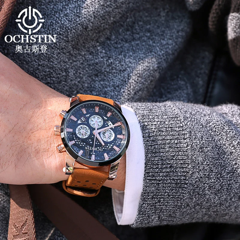 Ochstin  Pilot Series Trendy Personalized Multi functional Automatic Quartz Movement Men's Quartz Watch