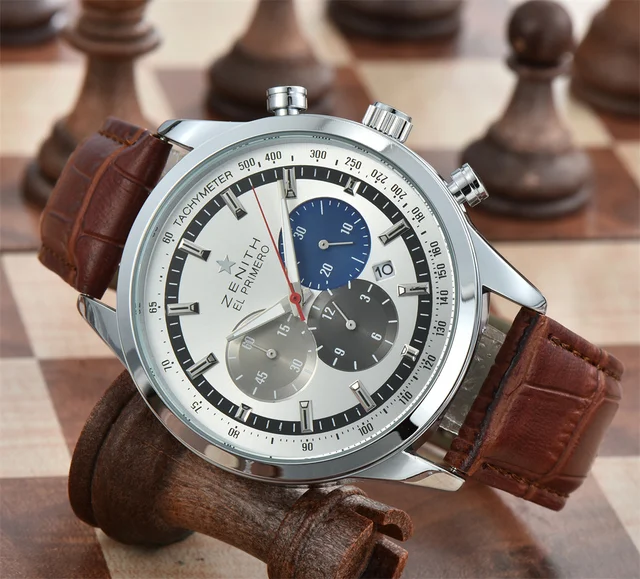 Zenith Watch Men Luxury Sport Fashion Leather Strap Quartz Valentine's Day Gift Bracelet Jewelry Reloj Hombre Relogio Masculino