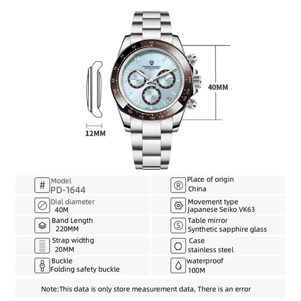 PAGANI Design Top Brand Men's Sports Quartz Watches Sapphire Stainless Steel Waterproof Chronograph Luxury Reloj Hombre