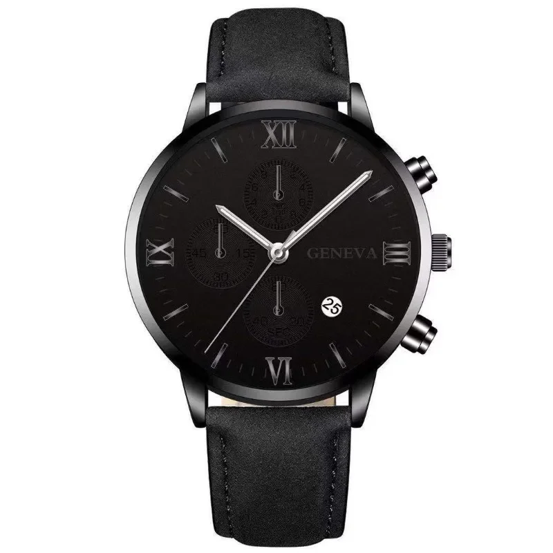 1pc Black Quartz Watch Men Roman Dial Watch Fashion Round Date Quartz Watch for Sports Relogios Masculino Relojes Para Hombres