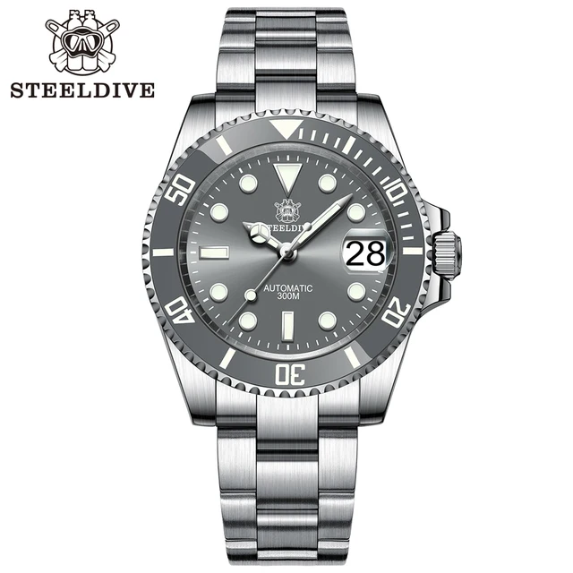 SD1953 New In Gray Dial Stainless Steel NH35 Watch Steeldive 41mm STEELDIVE Brand Sapphire Glass Men Diver Watches reloj hombre