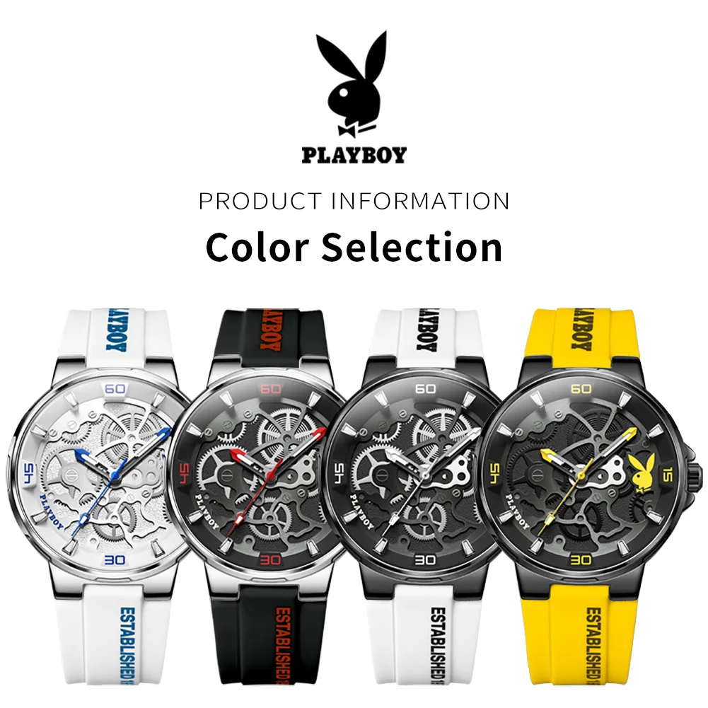 PLAYBOY Fashion Casual Men Watch Luxury Waterproof Luminous Man Wristwatch Quartz Men's Watches High Quality Relogios Masculino