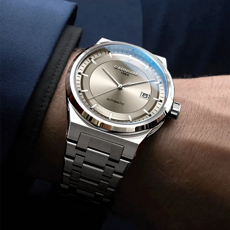 Relogio Masculino CARNIVAL Mechanical Business Watch For Men Brand Luxury Automatic Wrist Watch 50M Waterproof 2023 Reloj Hombre