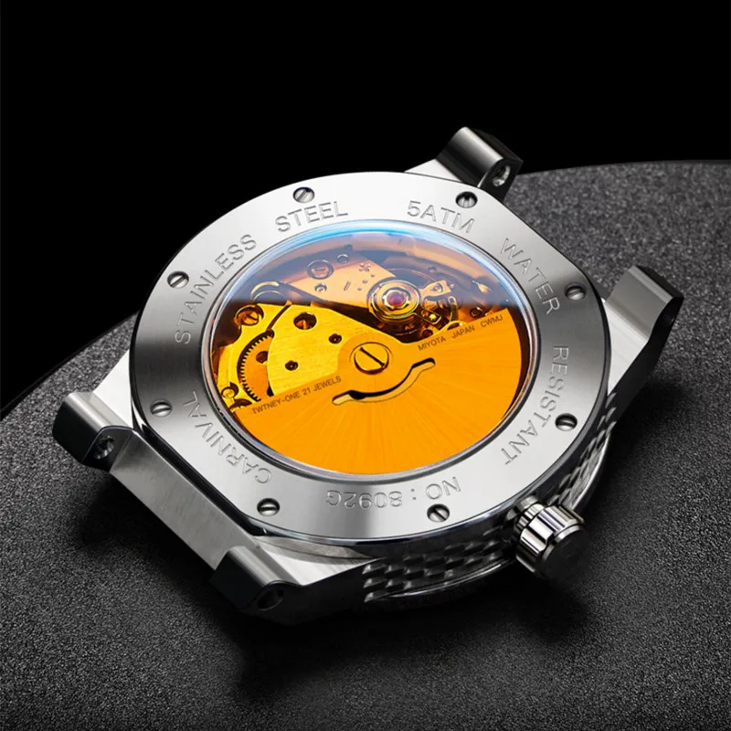 Relogio Masculino CARNIVAL Mechanical Business Watch For Men Brand Luxury Automatic Wrist Watch 50M Waterproof 2023 Reloj Hombre