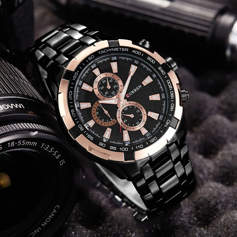 CURREN 8023 Quartz Watch Men Waterproof Sport Military Watches Mens Business Stainless Steel Wristwatch Male Clock reloj hombreP