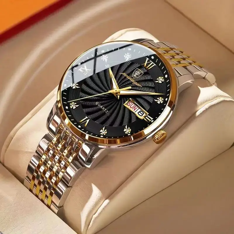 Top Brand Luxury Mens Watches Luminous Waterproof Stainless Steel Watch Quartz Men Date Calendar Business Wristwatch
