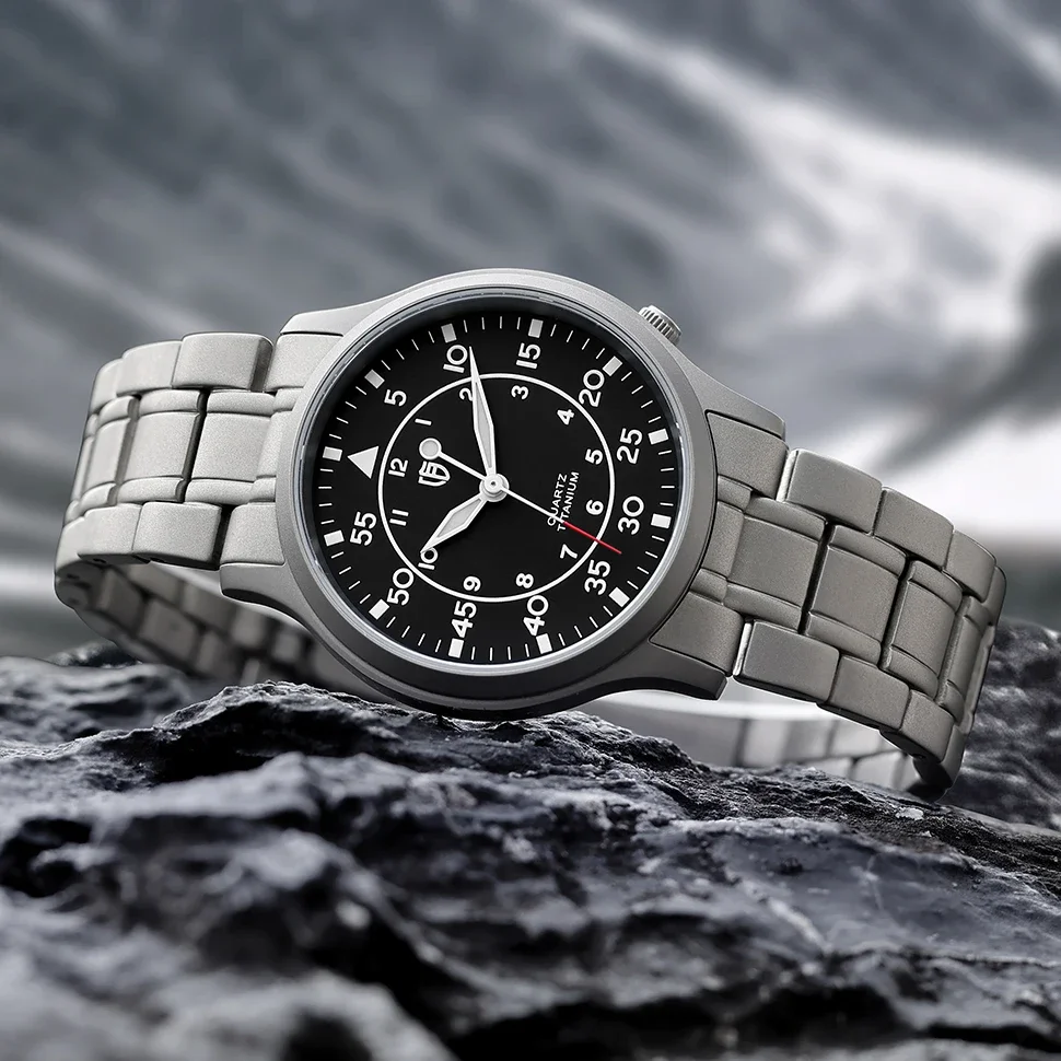 BERNY Titanium Watch for Men AR Coating Sapphire Fashion Wristwatch Luminous VH31 Ultra-thin Quartz Watch Waterproof 5ATM WatchP