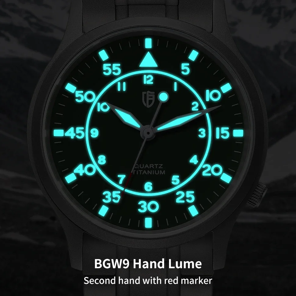 BERNY Titanium Watch for Men AR Coating Sapphire Fashion Wristwatch Luminous VH31 Ultra-thin Quartz Watch Waterproof 5ATM WatchP