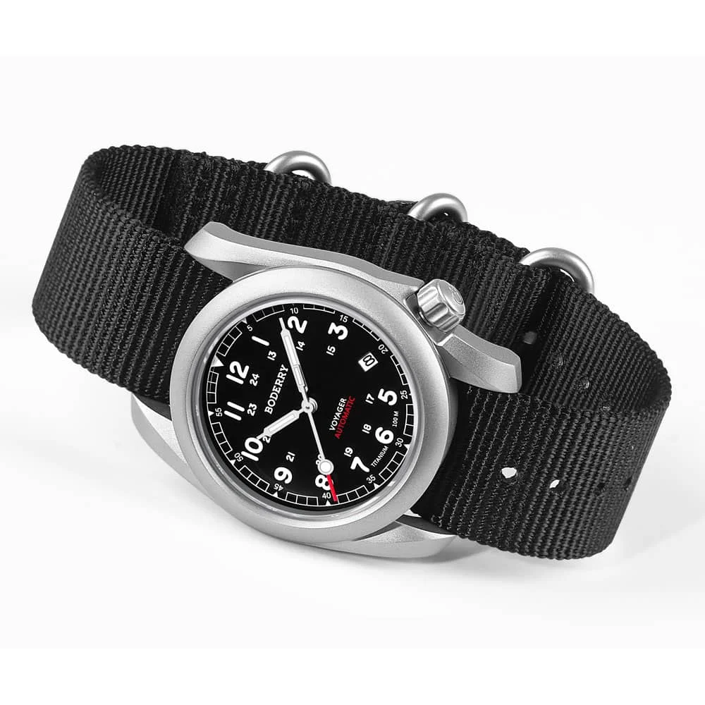 BODERRY Men's Field Watches Titanium Automatic Mechanical Top Brand Dive Wristwatch 100M Waterproof Clock Military Watch for Men