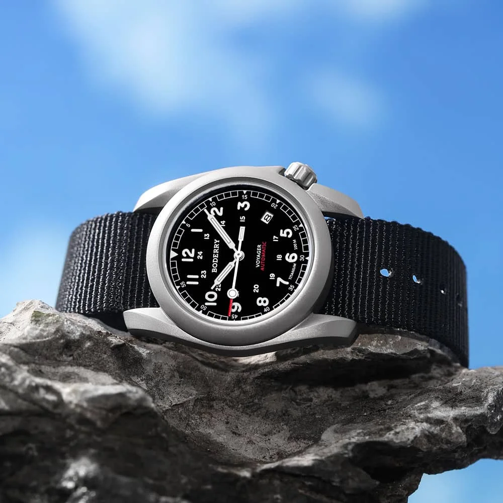 BODERRY Men's Field Watches Titanium Automatic Mechanical Top Brand Dive Wristwatch 100M Waterproof Clock Military Watch for Men