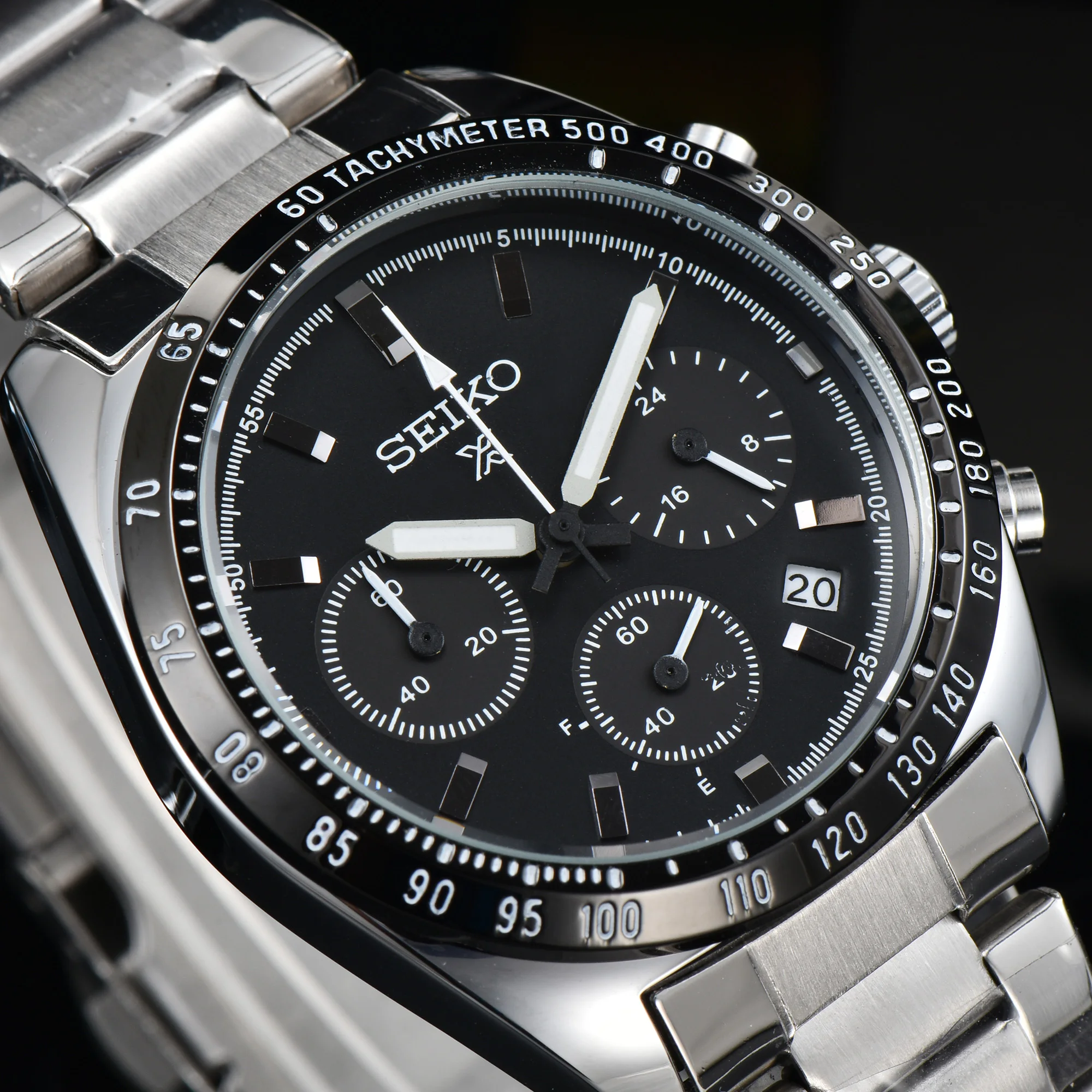 Seiko PROSPEX Series Luxury Quartz Movement Men Fashion Multifunctional Chronograph Stainless Steel Waterproof Case AAA Clock