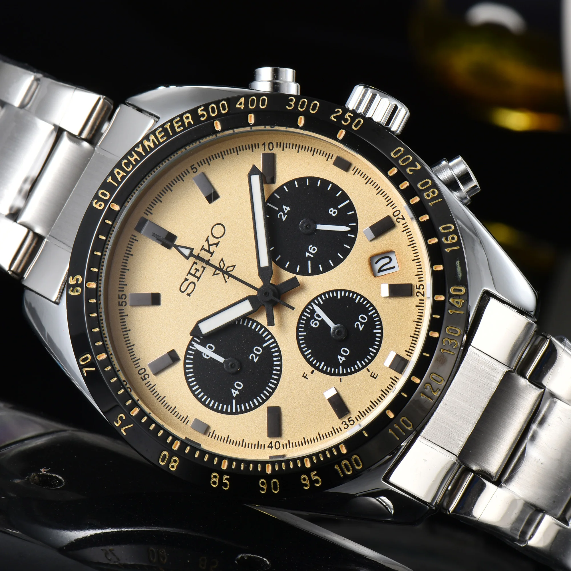 Seiko PROSPEX Series Luxury Quartz Movement Men Fashion Multifunctional Chronograph Stainless Steel Waterproof Case AAA Clock