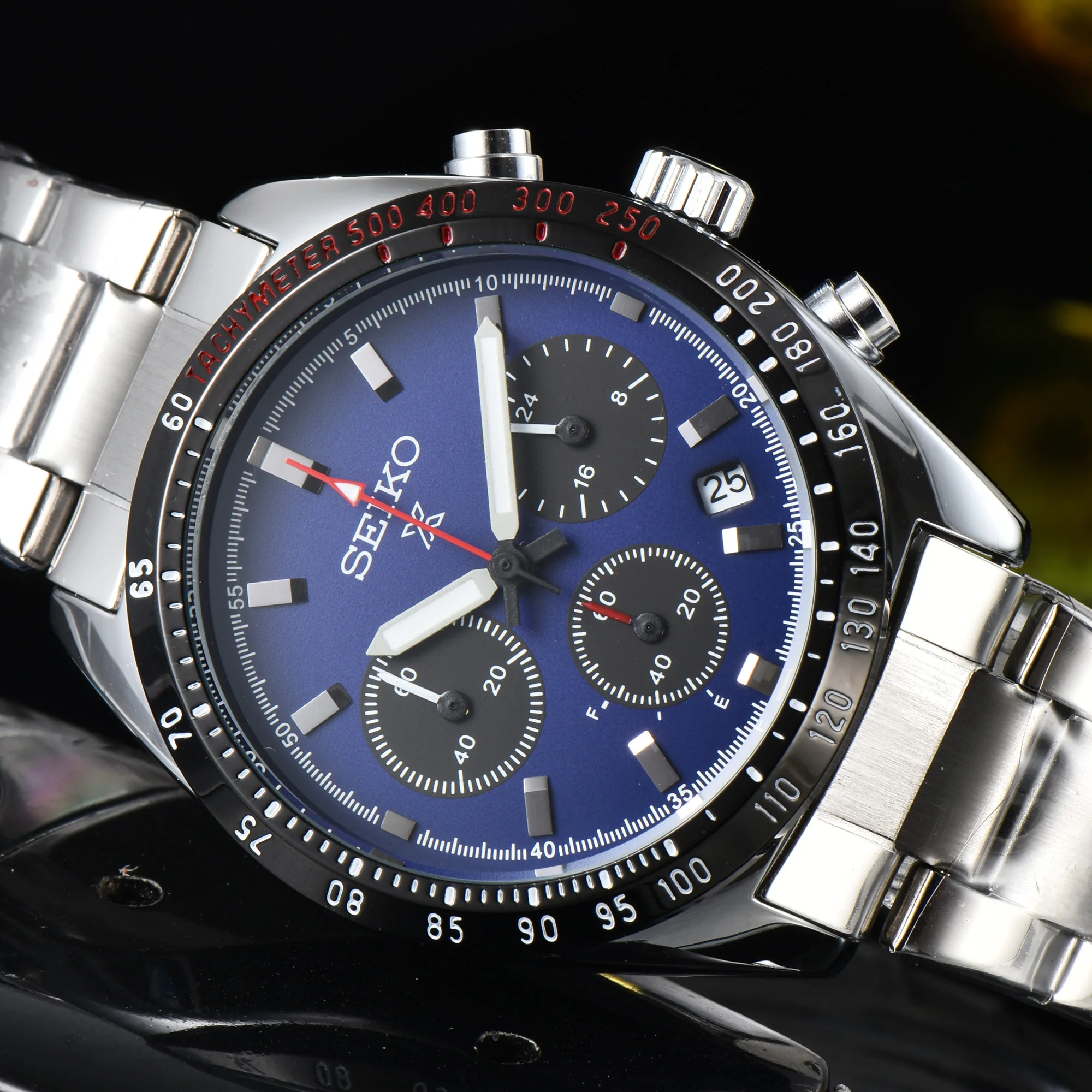Seiko PROSPEX Series Luxury Quartz Movement Men Fashion Multifunctional Chronograph Stainless Steel Waterproof Case AAA Clock