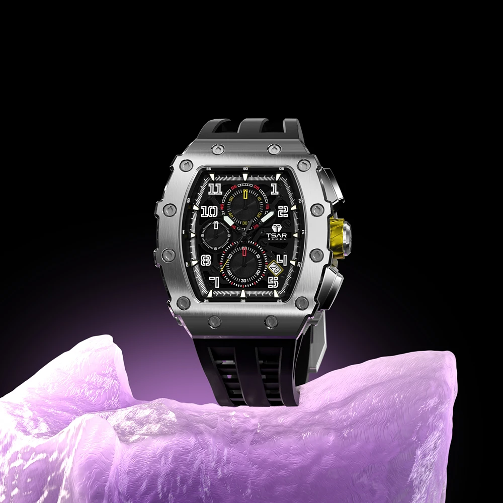 TSAR BOMBA Watch for Men Luxury Brand Tonneau Design Waterproof Clock Stainless Steel Wristwatch Fashion Rectangle Mens WatchPro