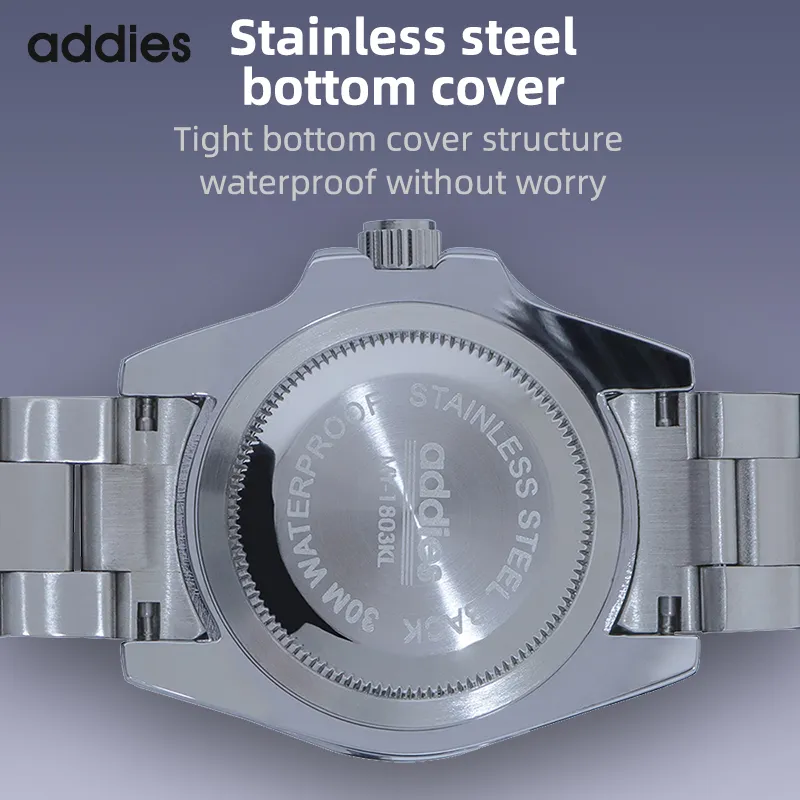 ADDIESDIVE Top Brand Stainless Steel Watch Men's European American Business Leisure Quartz Watch Waterproof Outdoor Sports Watch