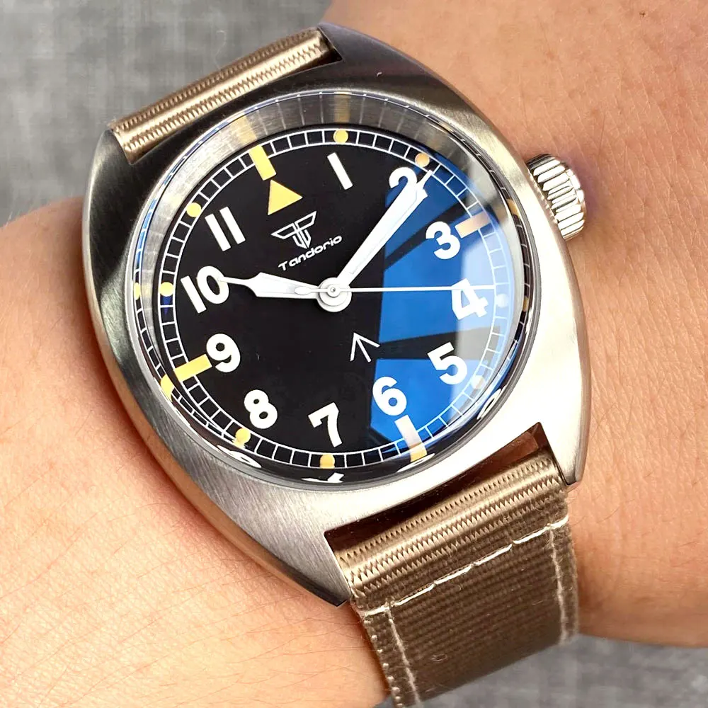 NH35 Movement 36mm Small Mechanical Watch for Men Pilot Wristwatch Green Lume Nylon Band Steel Sport Clock