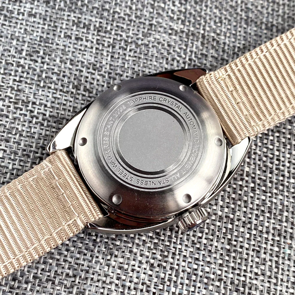NH35 Movement 36mm Small Mechanical Watch for Men Pilot Wristwatch Green Lume Nylon Band Steel Sport Clock