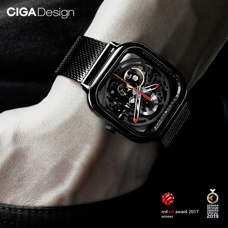 CIGA Design Anti-seismic Automatic Watches Men Women Skeleton Mechanical Watches 316L Stainless Steel Full Hollow Wristwatch