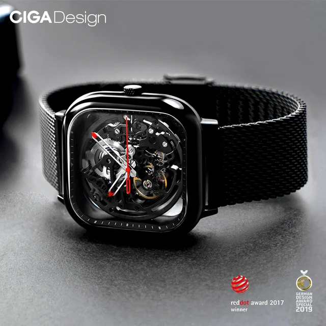 CIGA Design Anti-seismic Automatic Watches Men Women Skeleton Mechanical Watches 316L Stainless Steel Full Hollow Wristwatch