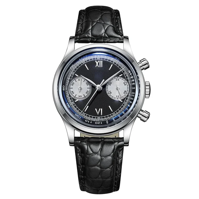 ADDIESDIVE  Men's Watches 38MM Luxury Quartz Wristwatch For Men Retro Chronograph 100M Waterproof Clock Leather Diving Watch