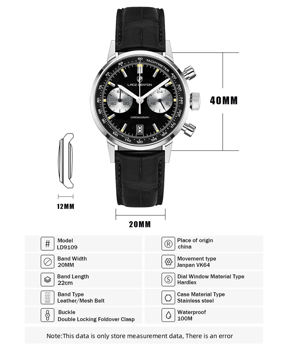 LACZ DENTON GMT Mens watches Automatic Top brand Luxury Men Mechanical Wristwatches 2023 Stainless Steel Waterproof Box