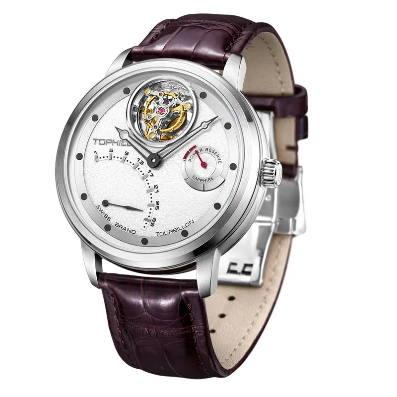TOPHILL Luxury Automatic Tourbillon Watches Automatic Hollow Movement Calendar Mechanical Wristwatch For Men Sapphire Waterproof