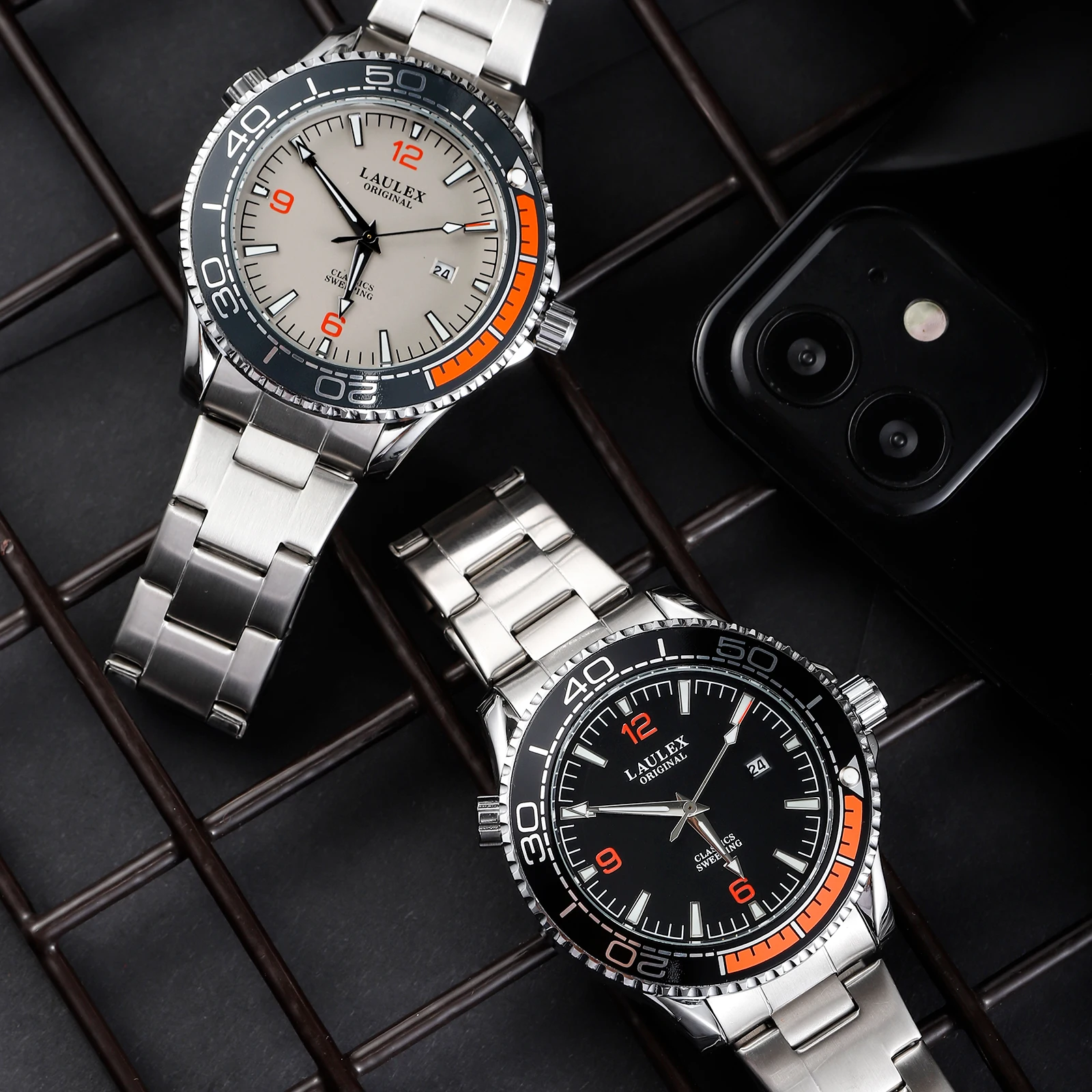 LAULEX Authentic Luxury Haima Series Fully Automatic Second Sweeping Quartz Movement with Calendar Quartz Watch