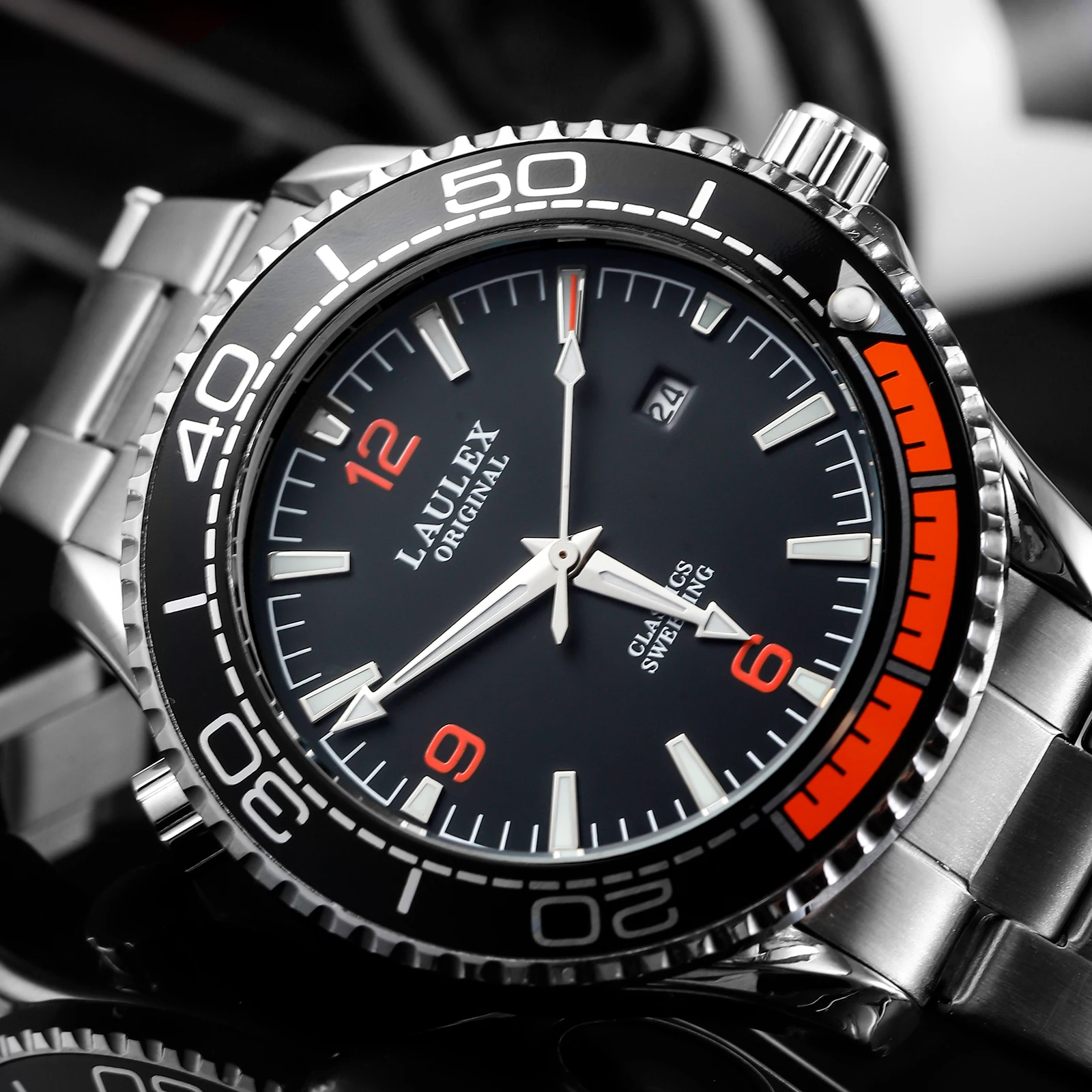 LAULEX Authentic Luxury Haima Series Fully Automatic Second Sweeping Quartz Movement with Calendar Quartz Watch