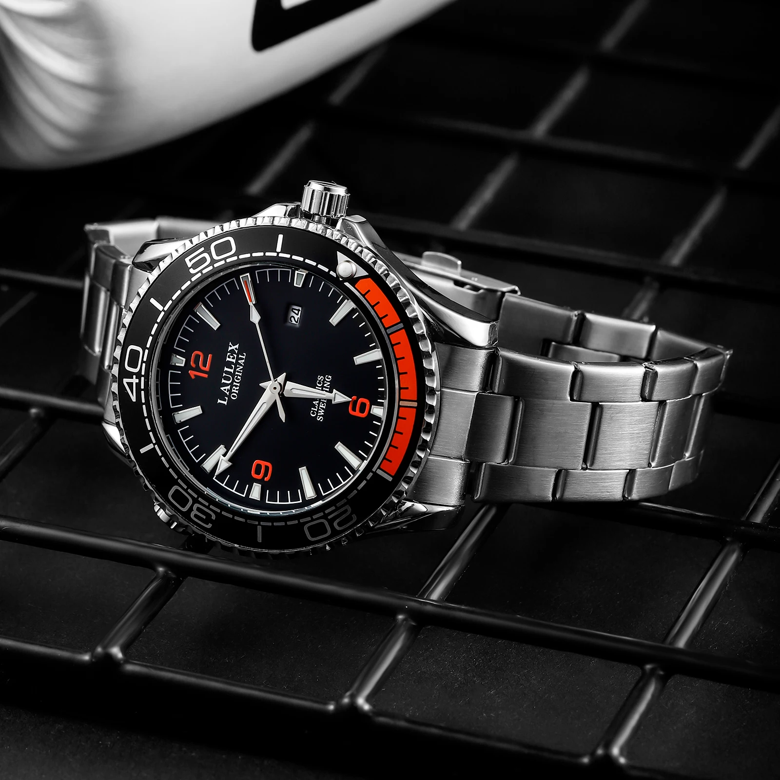 LAULEX Authentic Luxury Haima Series Fully Automatic Second Sweeping Quartz Movement with Calendar Quartz Watch