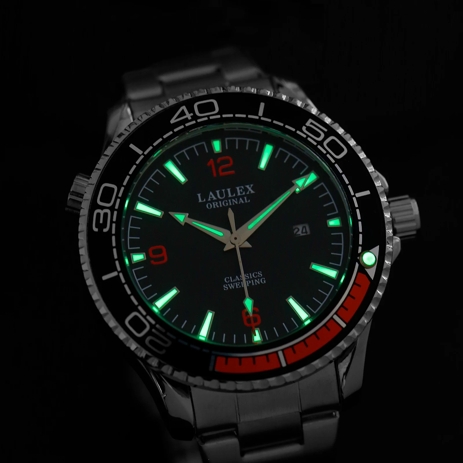 LAULEX Authentic Luxury Haima Series Fully Automatic Second Sweeping Quartz Movement with Calendar Quartz Watch