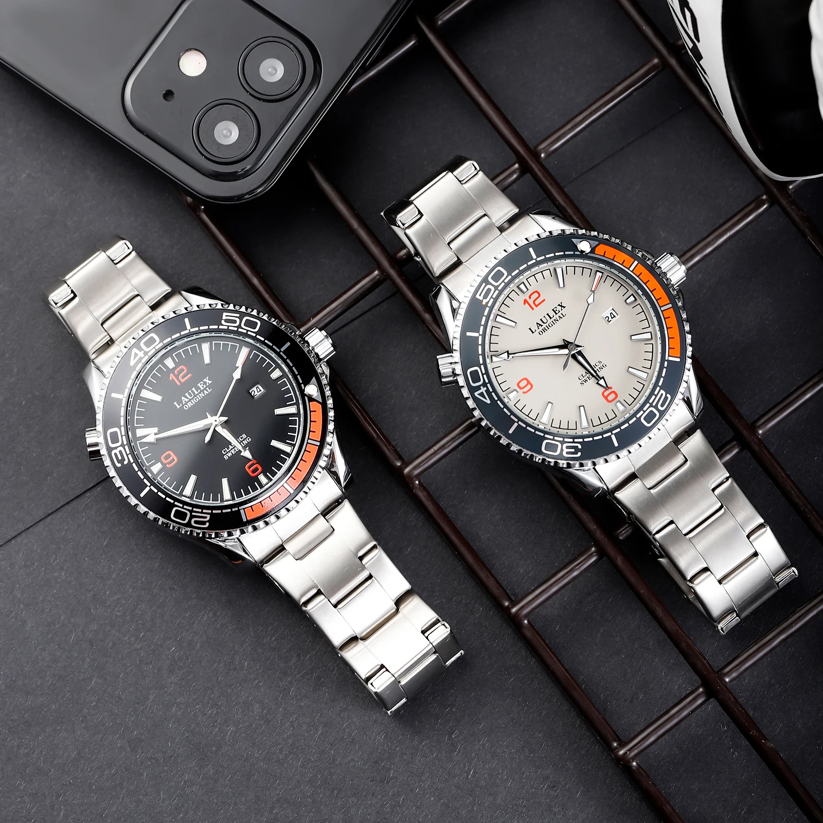 LAULEX Authentic Luxury Haima Series Fully Automatic Second Sweeping Quartz Movement with Calendar Quartz Watch