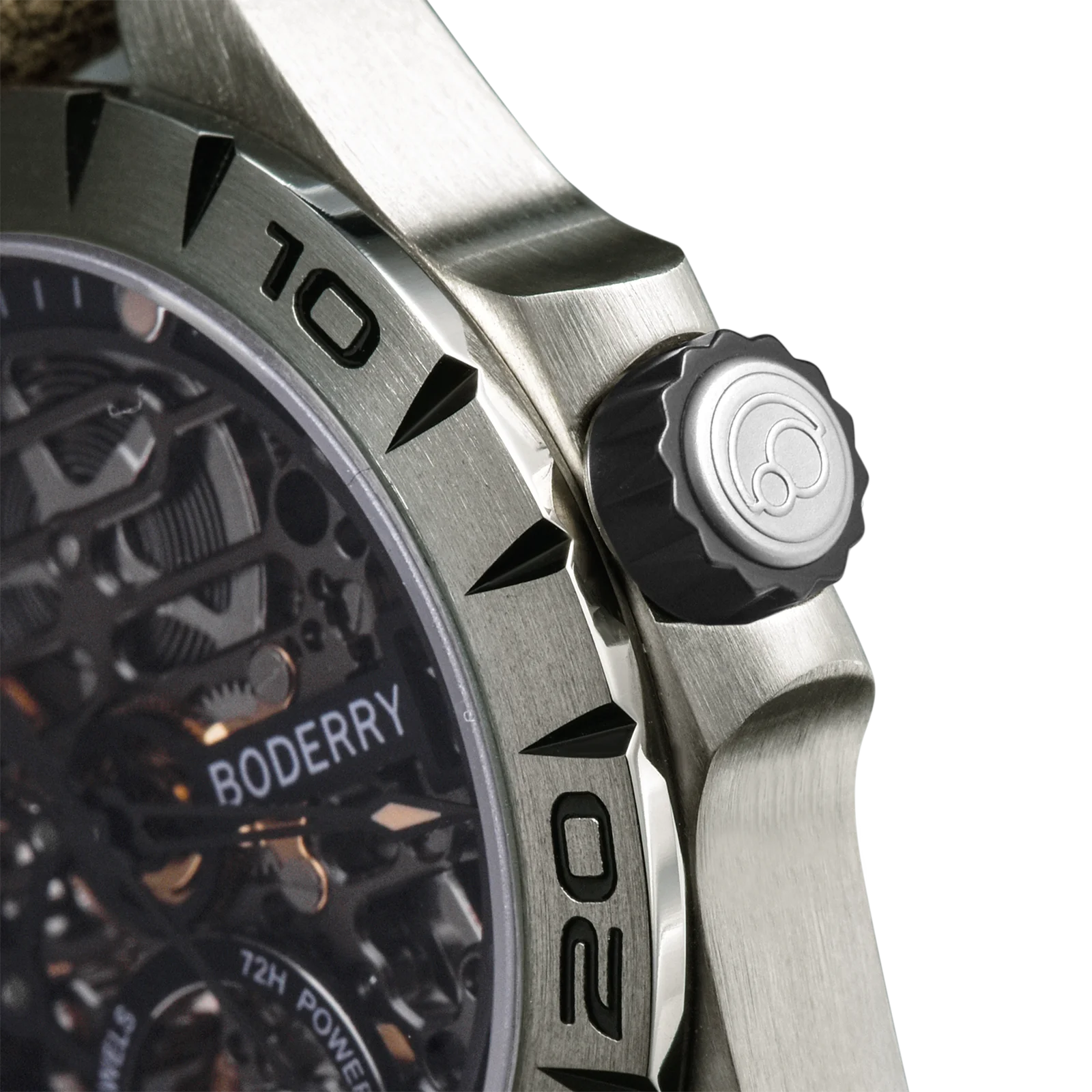 Boderry Urban Men's Titanium Watches Top Brand Fashion Skeleton Automatic Mechanical Waterproof Watch Hi-beat 72H Power-reserve