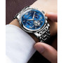 Men's Luxury Stainless Steel Watches Chronograph Moon Phase Waterproof Luminous Quartz Wrist Watch